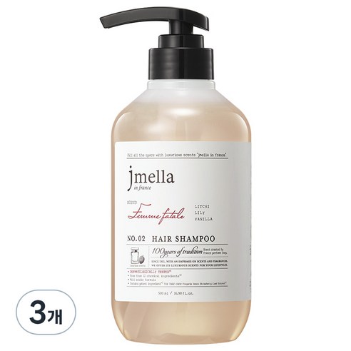 제이멜라 인 프랑스 팜므파탈 헤어 샴푸, 500ml, 3개