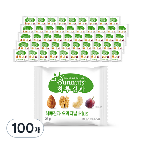 하루견과 오리지널 PLUS 믹스넛, 25g, 100개