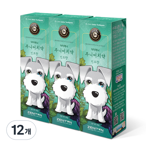 제니튼 주니어 치약 민트향, 60g, 12개