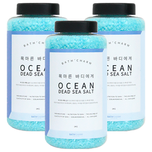 바스참 사해소금 오션 용기형, 1kg, 3개