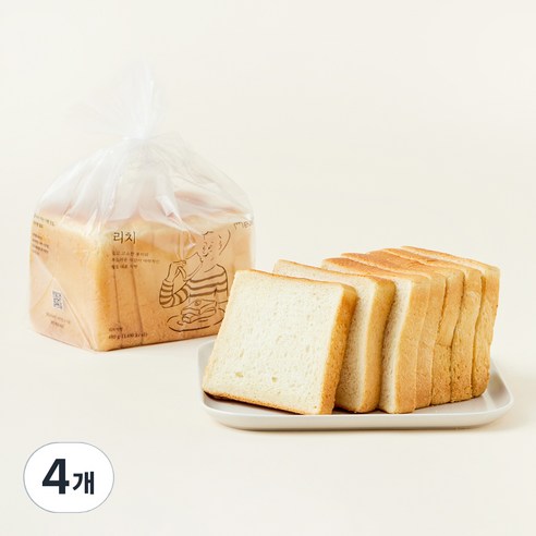 밀도 리치 식빵, 480g, 4개