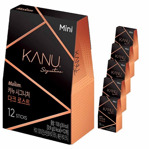맥심 카누 시그니처 다크 로스트 미니 원두커피믹스, 0.9g, 12개입, 6개