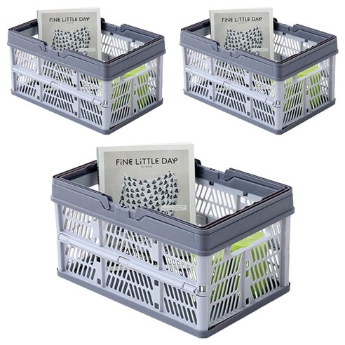 마켓비 KONTINO 폴딩바스켓 18L, 투톤그레이, 3개