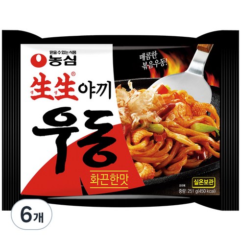 생생야끼우동 화끈한맛 251g, 6개