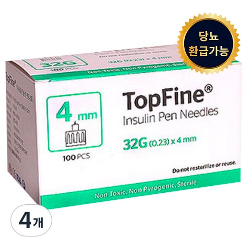 탑파인 펜니들 인슐린주사침 멸균 32G 4mm, 4개