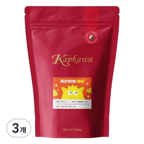 캅카와 몬스터빈 레몬 원두, 에스프레소, 500g, 3개