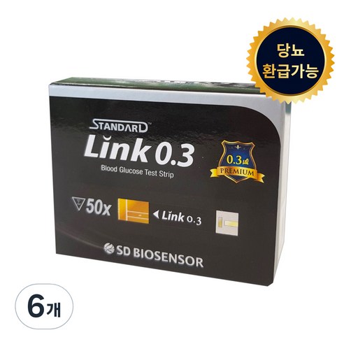 에스디바이오센서 스탠다드 글루코나비 링크 0.3 혈당 시험지, 50개입, 6개