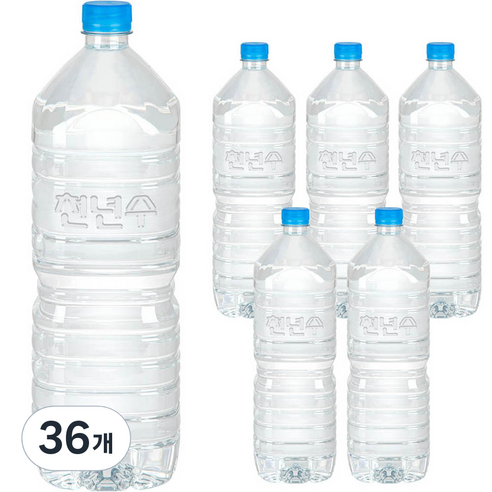 천년수 무라벨 생수, 2L, 36개