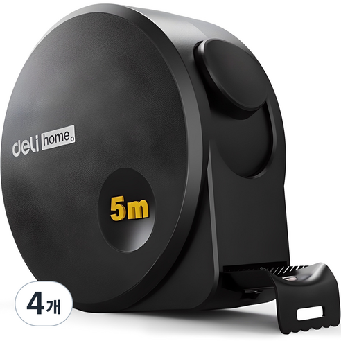 델리 고정밀 탄소강 미끄럼방지 줄자 19mm, 5m, 4개