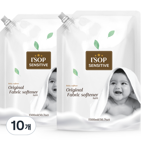 아이솝 메가 센서티브 유아 섬유유연제 베이비파우더향 리필, 1500ml, 10개