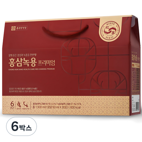 종근당건강 홍삼녹용 프리미엄, 30회분, 1.5L, 6박스