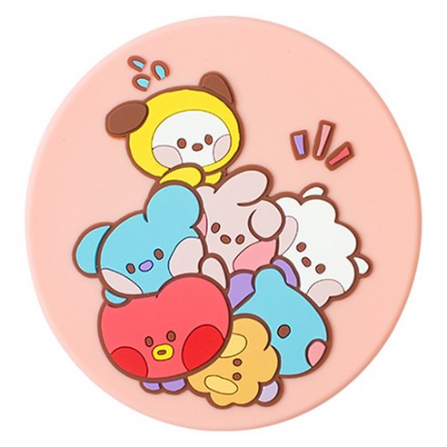 BT21 실리콘 손거울, 핑크, 1개