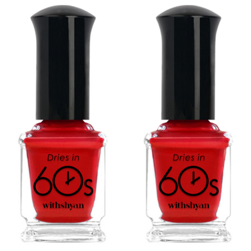 위드샨 유광타입 60초 네일라커 매니큐어, M61 레드, 9ml, 2개