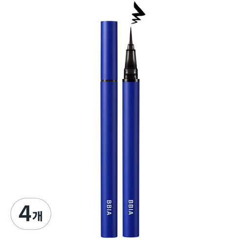 삐아 네버 다이 브러쉬 아이라이너 0.4g, 01 매트 블랙, 4개