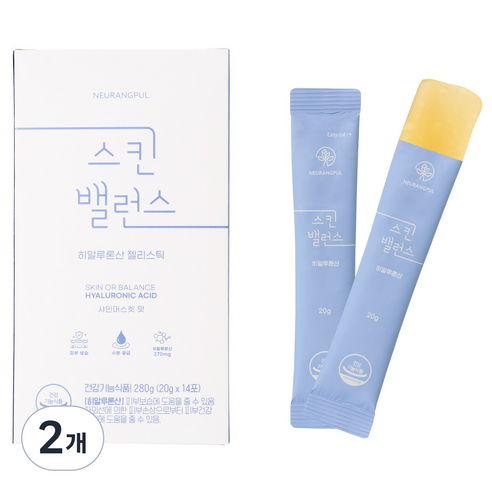 느랑풀 스킨밸런스 히알루론산 젤리스틱 저분자 피부보습 피쉬콜라겐 샤인머스켓맛 14p, 2개, 280g
