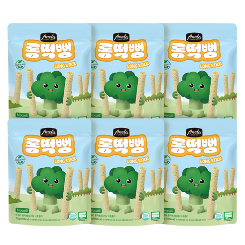 아넬라 유기농 롱떡뻥, 브로콜리, 30g, 6개