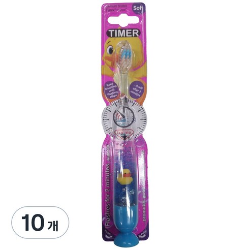 비브라이트 캐릭터 LED 타이머 동물친구 어린이 칫솔, 오리(블루), 10개, 1개입