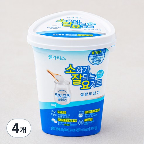 불가리스 소화가 잘되는 우유로 만든 요거트 플레인, 400g, 1개입, 4개