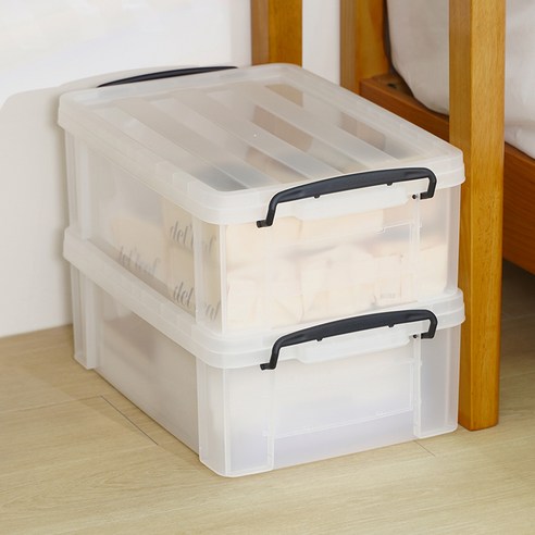 코멧 국내생산 다용도 모던 수납박스, 투명, 2개