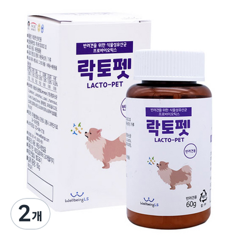 락토펫 강아지 영양제 용기형, 장건강/유산균, 2개, 60g
