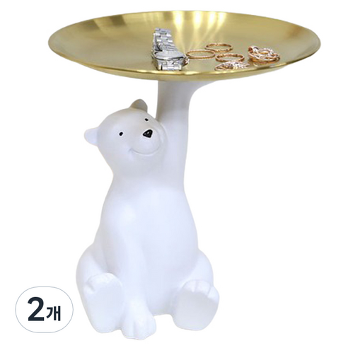 내일의공간 북극곰 골드 액세서리 트레이 열쇠 보관함, 2개, 혼합색상