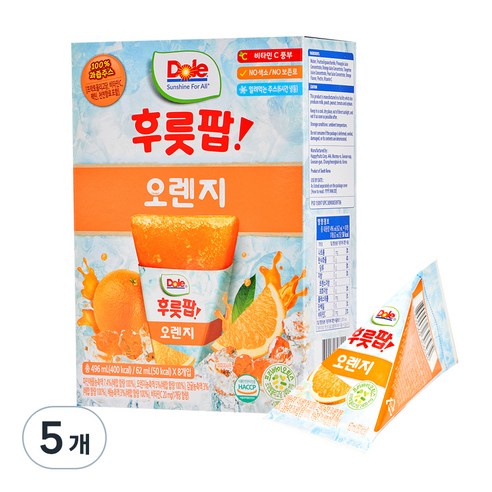 돌 후룻팝 오렌지 8p, 496ml, 5개