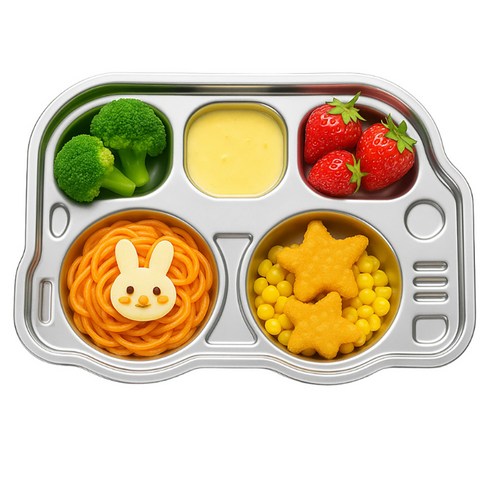사라사 304스텐 유아 식판, 버스, 단품, 1개