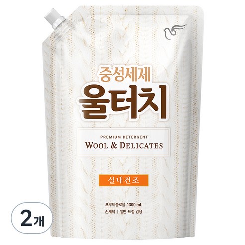 울터치 중성세제 리필, 1.3L, 2개