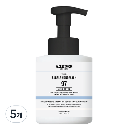 더블유드레스룸 퍼퓸 버블 핸드워시 No.97 에이프릴코튼, 300ml, 5개