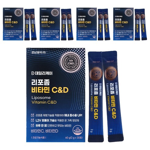 경남제약 데일리케이 리포좀 비타민 C & D 30p, 60g, 5개