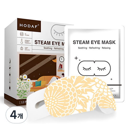 호다프 비슬립 릴렉싱 스팀 아이 마스크 캐모마일향, 12개입, 4개