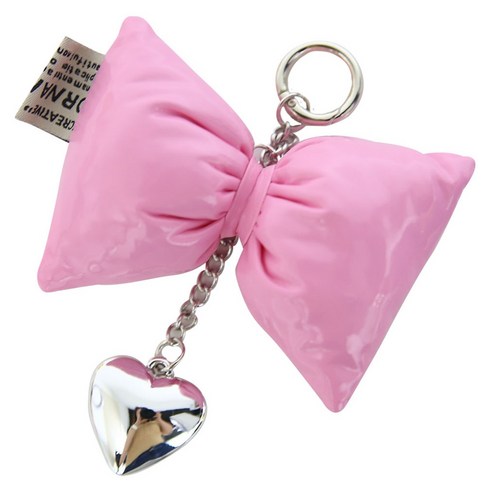 니뜨 쿠션 리본 키링, 13.5cm, 라이트핑크, 1개