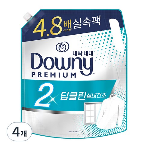다우니 2배 딥클린 실내건조 액상세제 리필, 2.2L, 4개