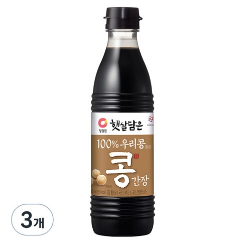 청정원 햇살담은 우리콩 간장, 3개, 500ml