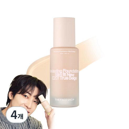 더페이스샵 잉크래스팅 파운데이션 슬림핏 뉴 35ml, C201, 4개