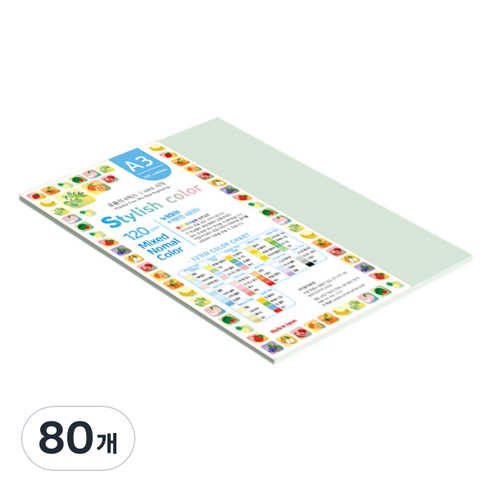 종이문화 스타일리쉬 얇은 혼합색지 120g 06 SN Blue Tone, 80개, A3