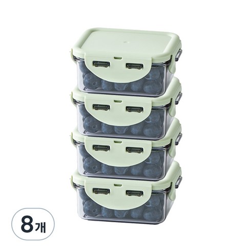 비스프리 퓨어 직사각 밀폐용기 라이트그린, 8개, 180ml