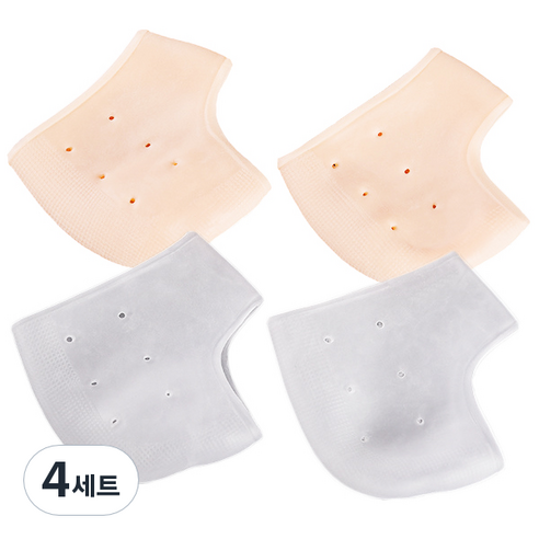 라이프플러스 실리콘 뒤꿈치 보호패드 C21D 혼합 구멍있는 얇은 패드 살색 2p + 흰색 2p, 4세트