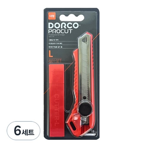 도루코 대형 커터칼 18mm + L날 커터날 10p 세트 L601, 혼합색상, 6세트