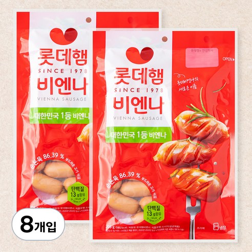 롯데햄 롯데비엔나 (냉장), 205g, 8개입