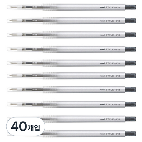 미쓰비시 스타일핏트 단색펜 0.28mm UMN-139, 블랙, 40개입