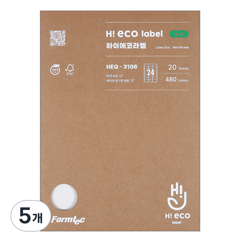 폼텍 하이에코 주소용 라벨지 HEQ-3106, 24칸, 100개