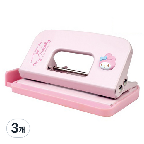 바이하츠 마이멜로디 미니 2공펀치 MM-M2H, 3개, 연핑크