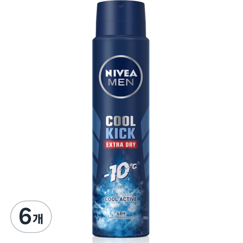 니베아 남성용 스프레이 쿨킥 데오드란트, 250ml, 6개