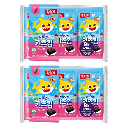 광천김 핑크퐁 키즈 도시락김, 36g, 2개