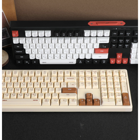 앱코 저소음 풀배열 멤브레인 108키 키보드, 블랙, MK108