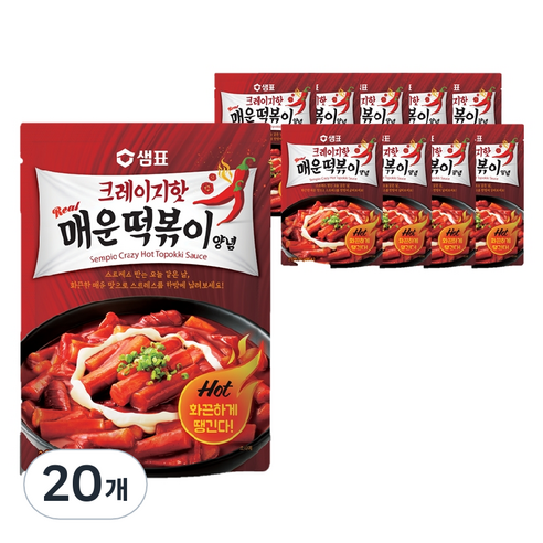 샘표 크레이지핫 매운떡볶이양념, 110g, 20개