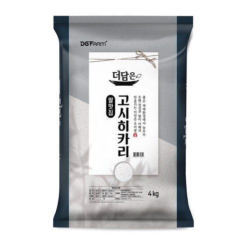 대구농산 2023년산 햅쌀 더담은 고시히카리 백미, 4kg(특등급), 1개