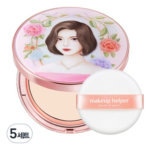 메이크업헬퍼 아트 팩트 오리지널 프로피니쉬 25g 러블리레이첼 + 전용 퍼프 세트, 21호 내추럴베이지, 5세트