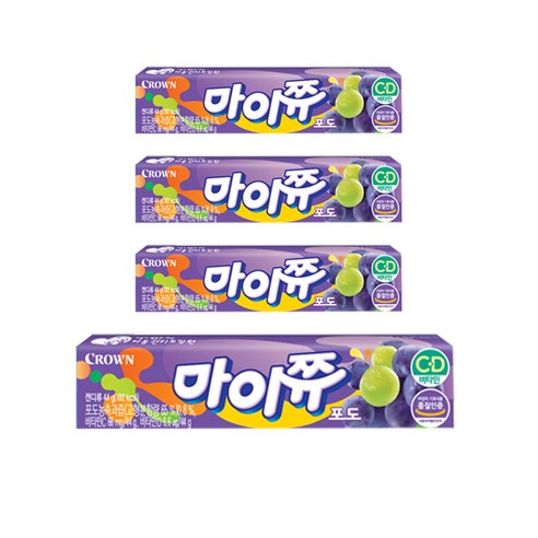 크라운 마이쮸 포도, 44g, 4개